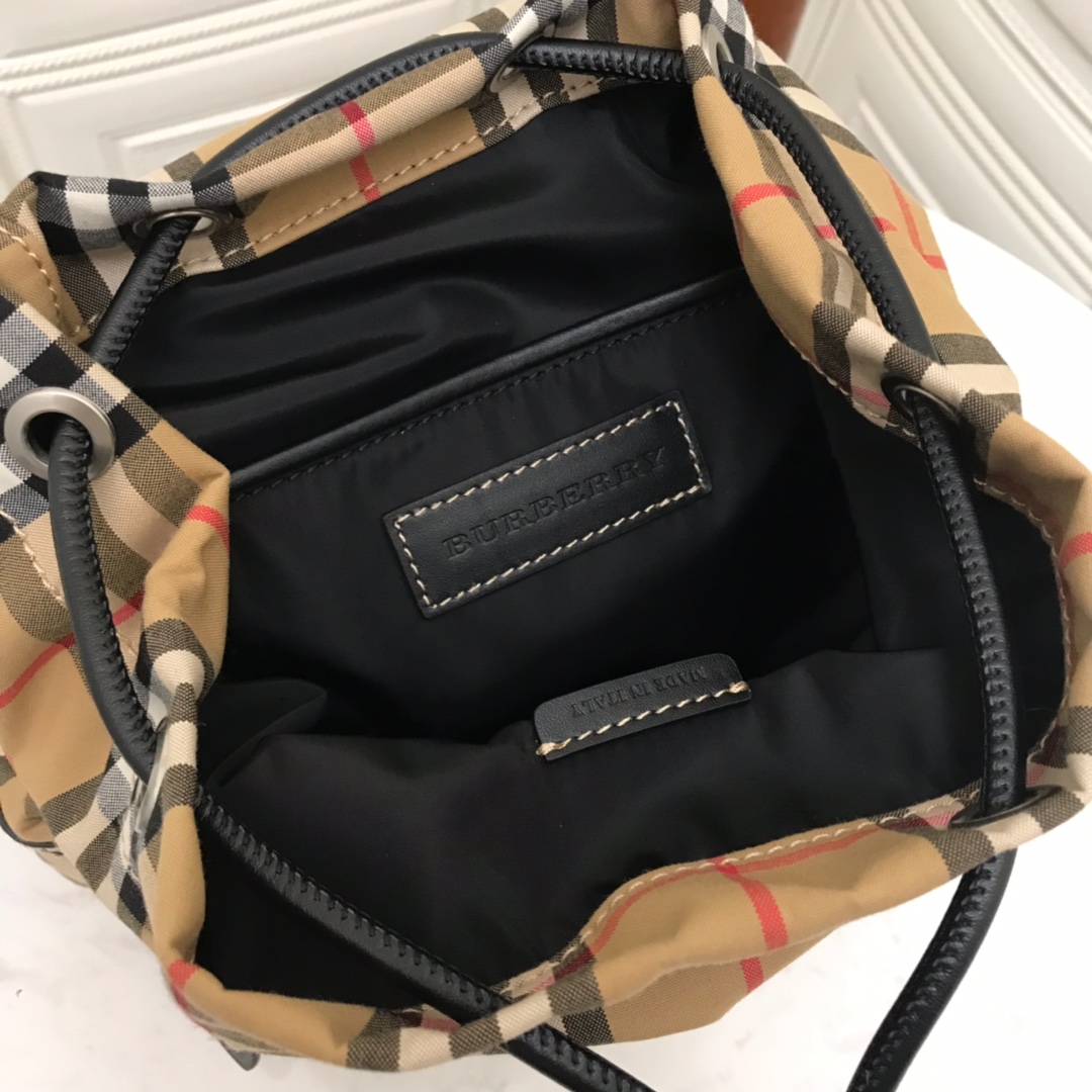 The Small Rucksack in Vintage Check and Leather, BURBERRY BACKPACKS