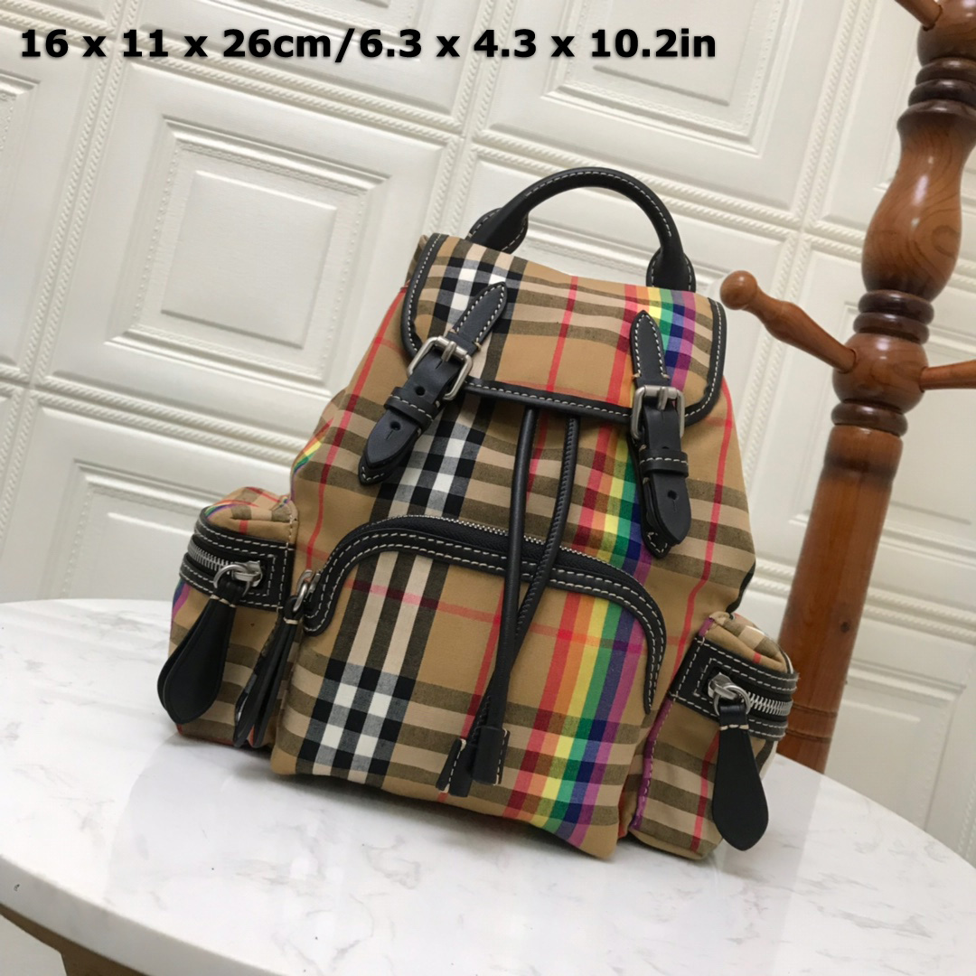 The Small Rucksack in Vintage Check and Leather, BURBERRY BACKPACKS