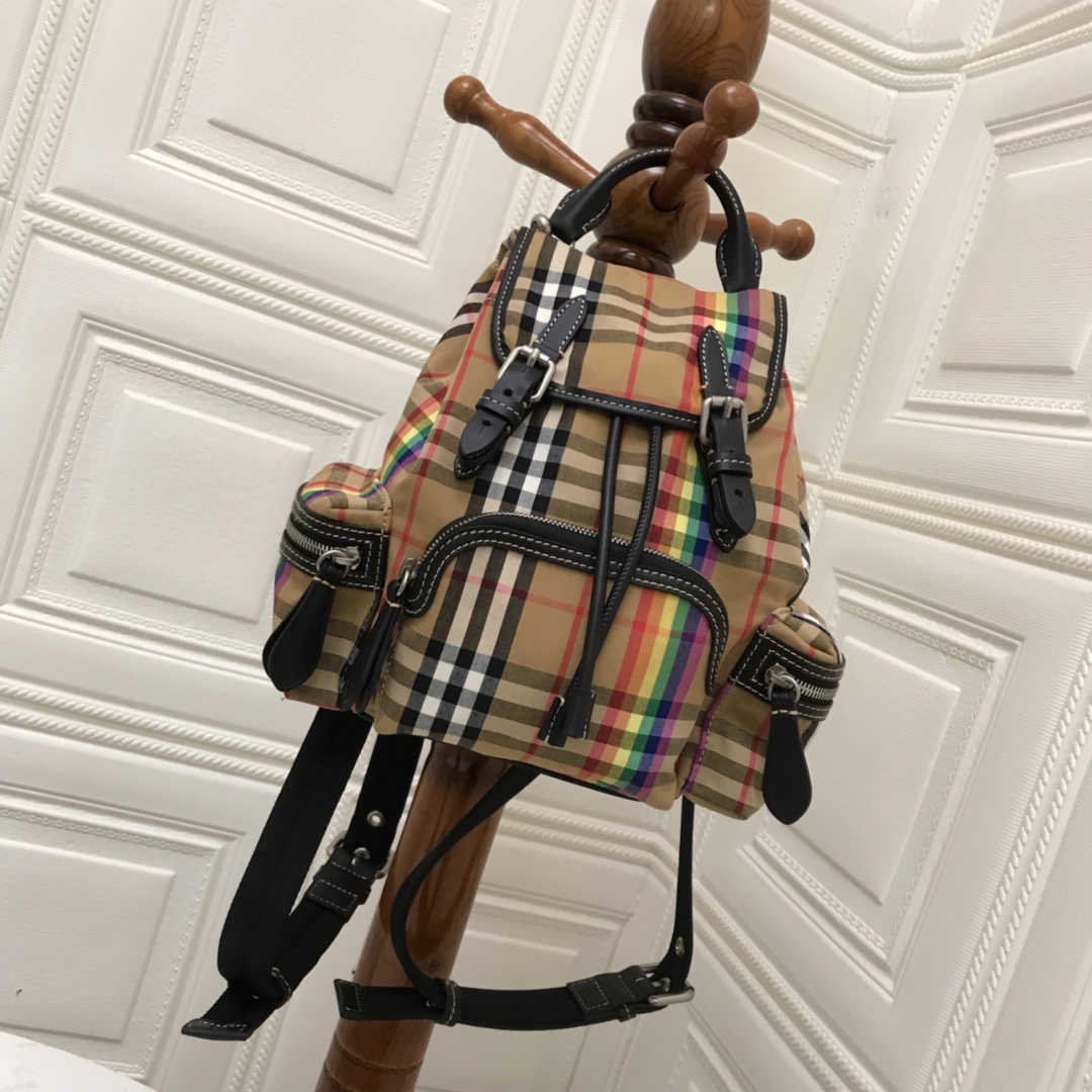 The Small Rucksack in Vintage Check and Leather, BURBERRY BACKPACKS