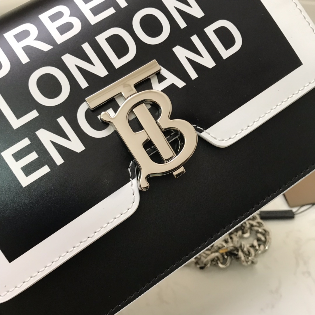 80124761 Small Logo Print Leather TB Bag, BURBERRY BAGS