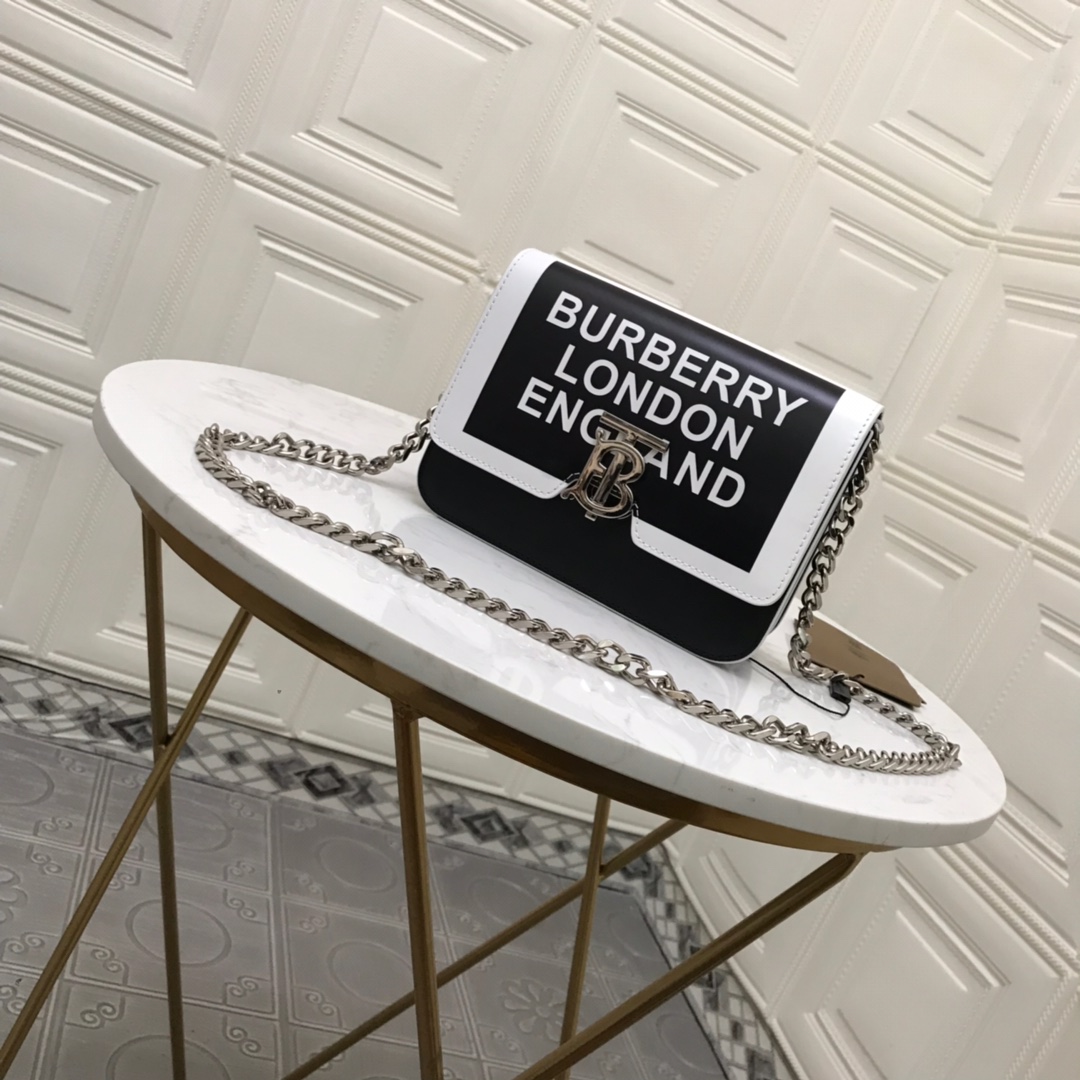 80124761 Small Logo Print Leather TB Bag, BURBERRY BAGS
