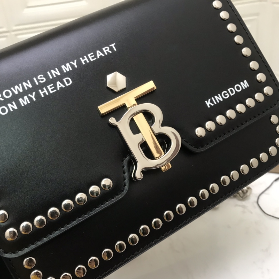 80125911 Small Studded Montage Print Leather TB Bag, BURBERRY BAGS