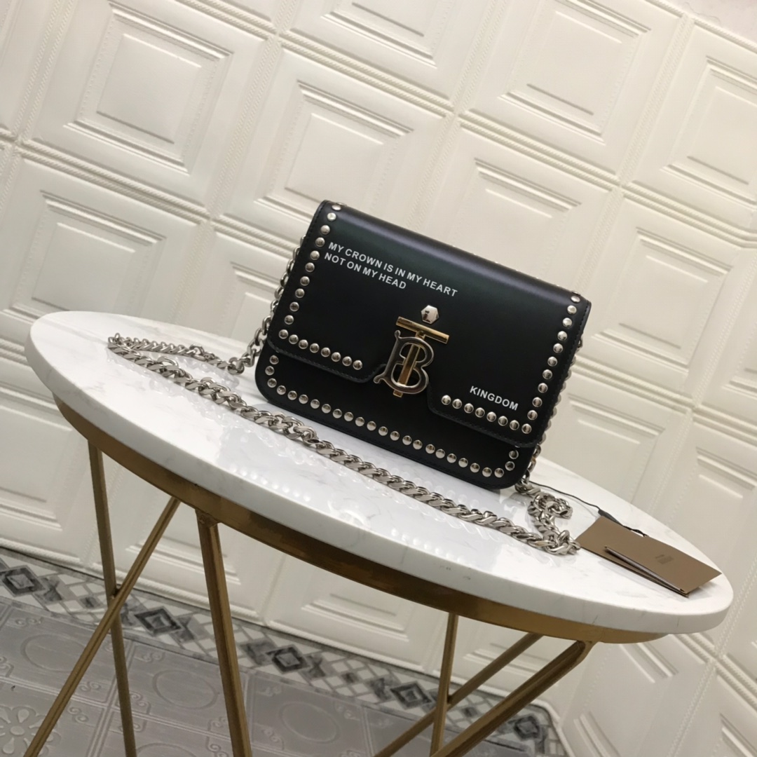 80125911 Small Studded Montage Print Leather TB Bag, BURBERRY BAGS