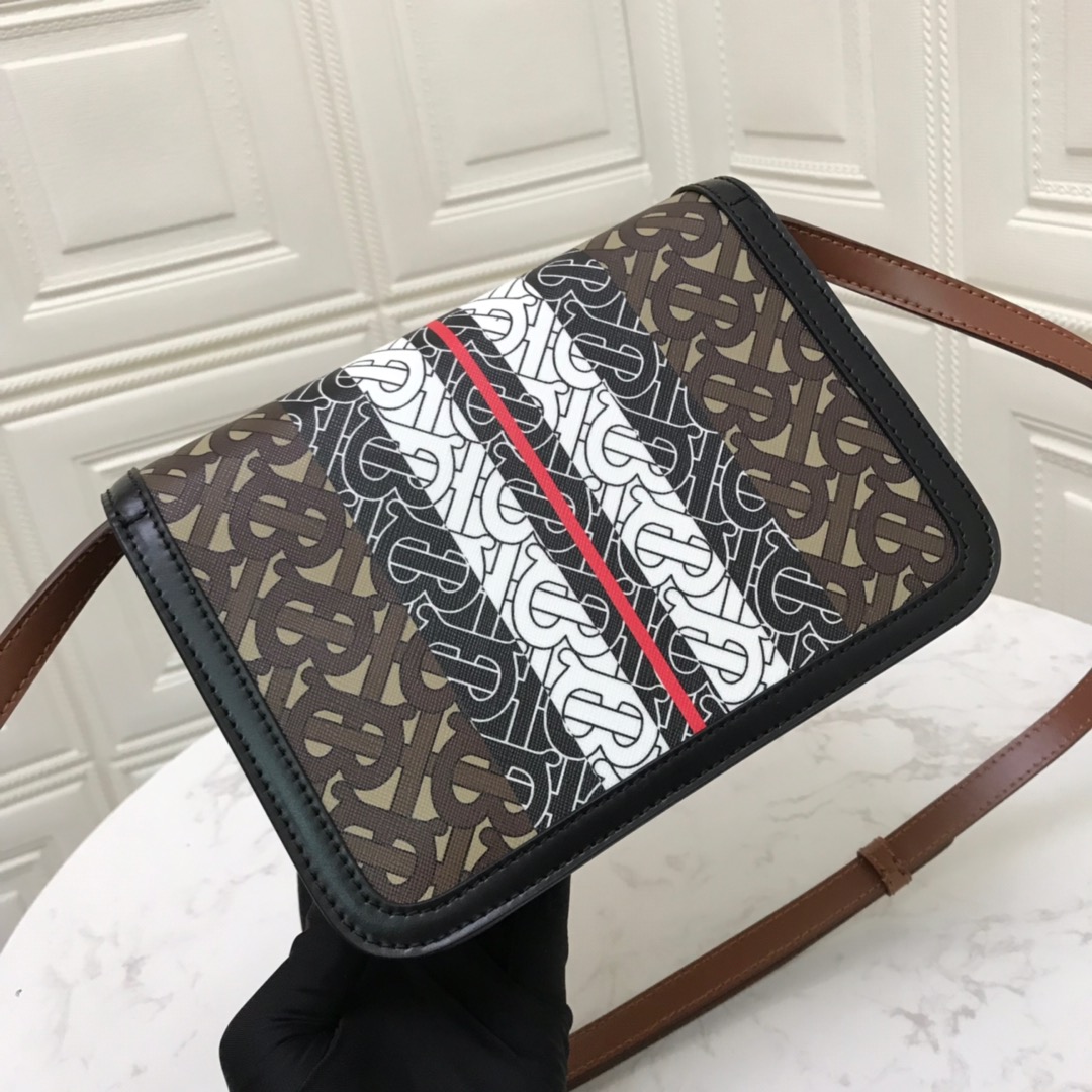 80193361 Small Monogram Stripe E-canvas TB Bag, BURBERRY BAGS