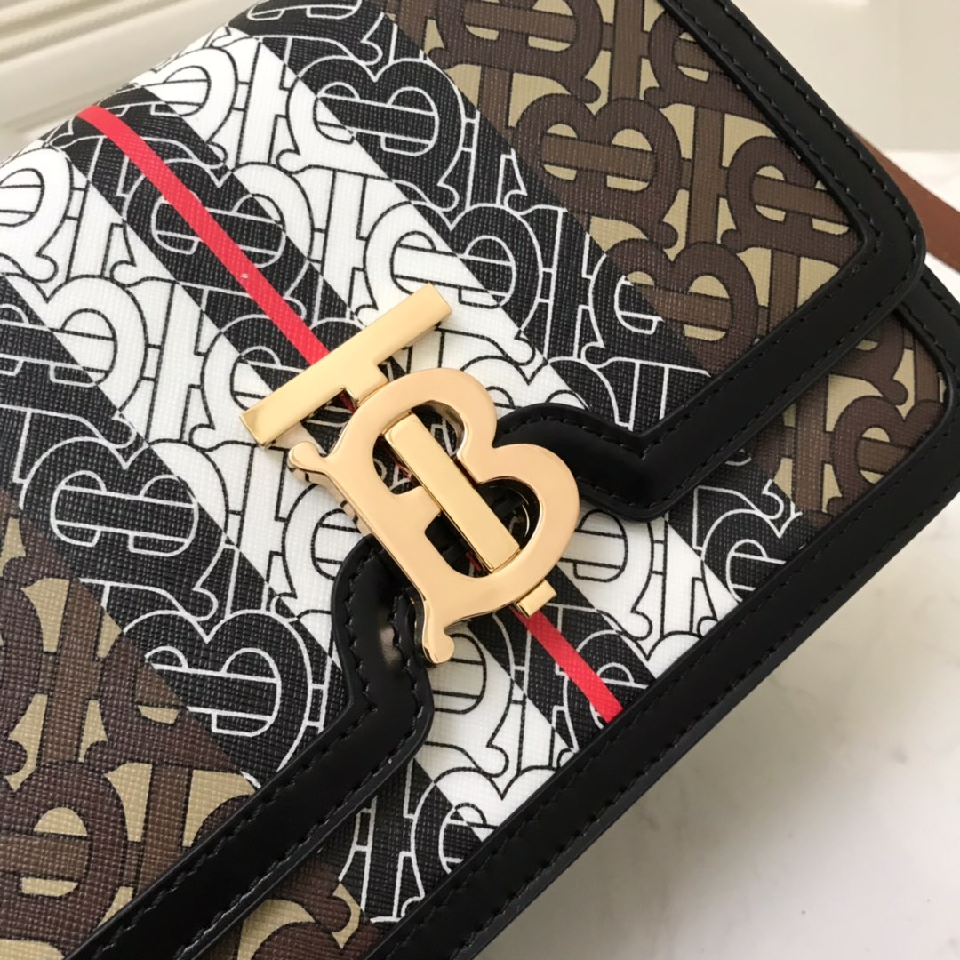 80193361 Small Monogram Stripe E-canvas TB Bag, BURBERRY BAGS