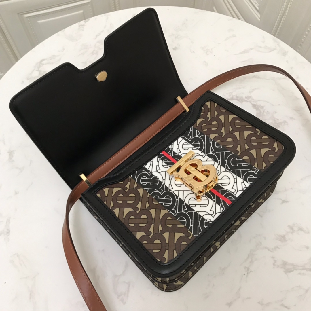 80193361 Small Monogram Stripe E-canvas TB Bag, BURBERRY BAGS