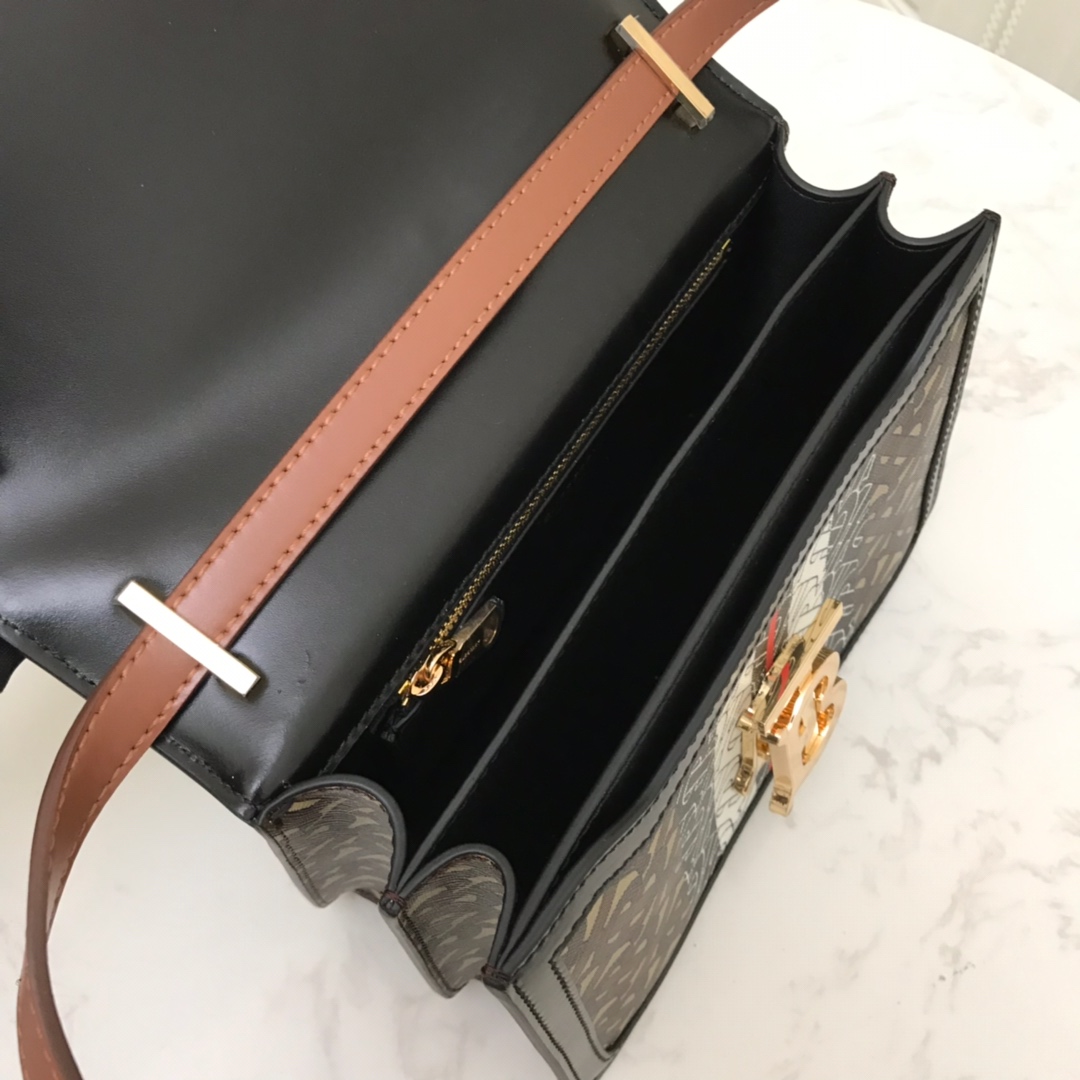 80193361 Small Monogram Stripe E-canvas TB Bag, BURBERRY BAGS