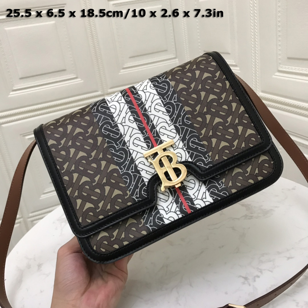 80193371 Medium Monogram Stripe E-canvas TB Bag, BURBERRY BAGS