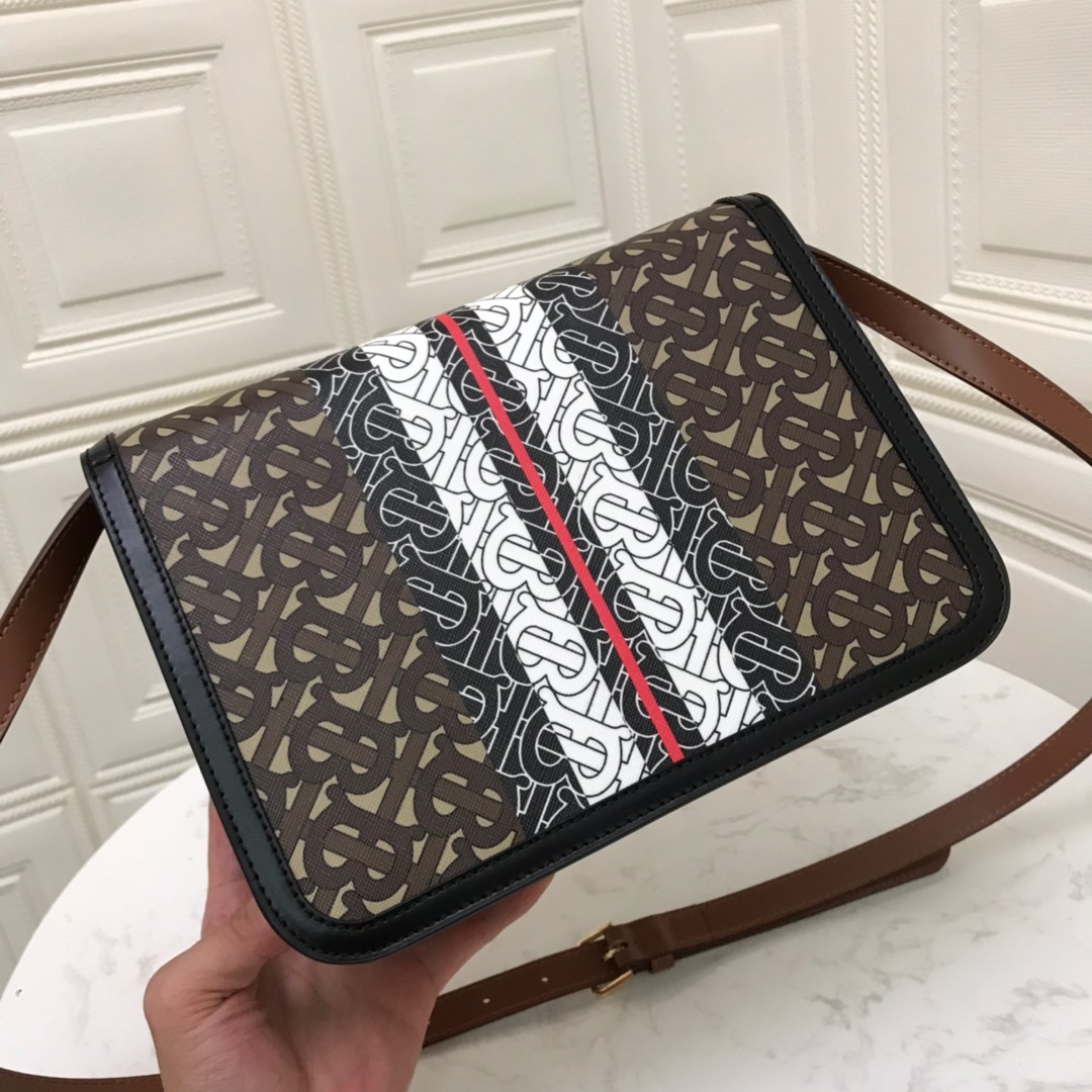 80193371 Medium Monogram Stripe E-canvas TB Bag, BURBERRY BAGS
