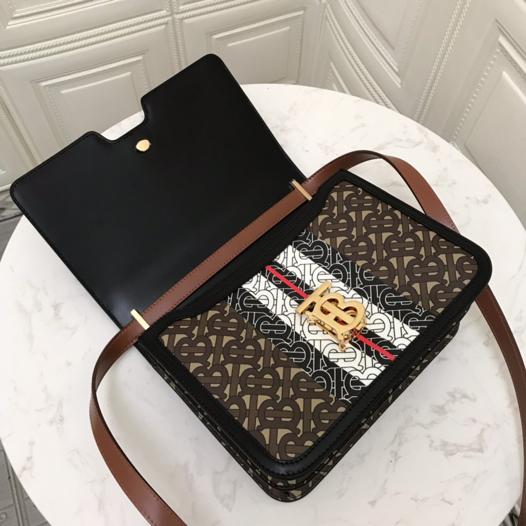 80193371 Medium Monogram Stripe E-canvas TB Bag, BURBERRY BAGS