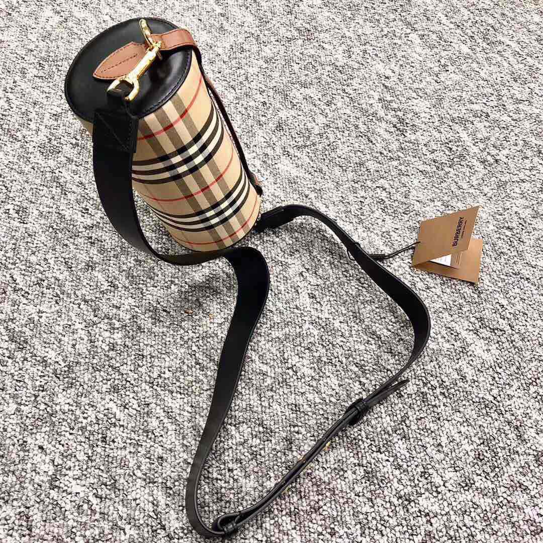 VINTAGE CHECK and Leather Barrel Bag, Burberry handbag