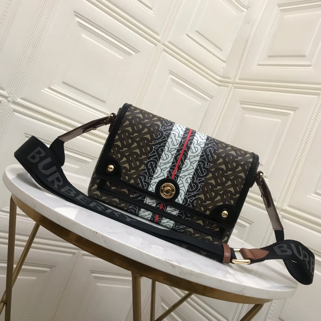 Monogram Stripe E-canvas Note Crossbody Bag, Burberry Handbag