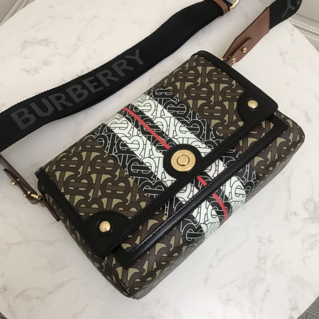 Monogram Stripe E-canvas Note Crossbody Bag, Burberry Handbag