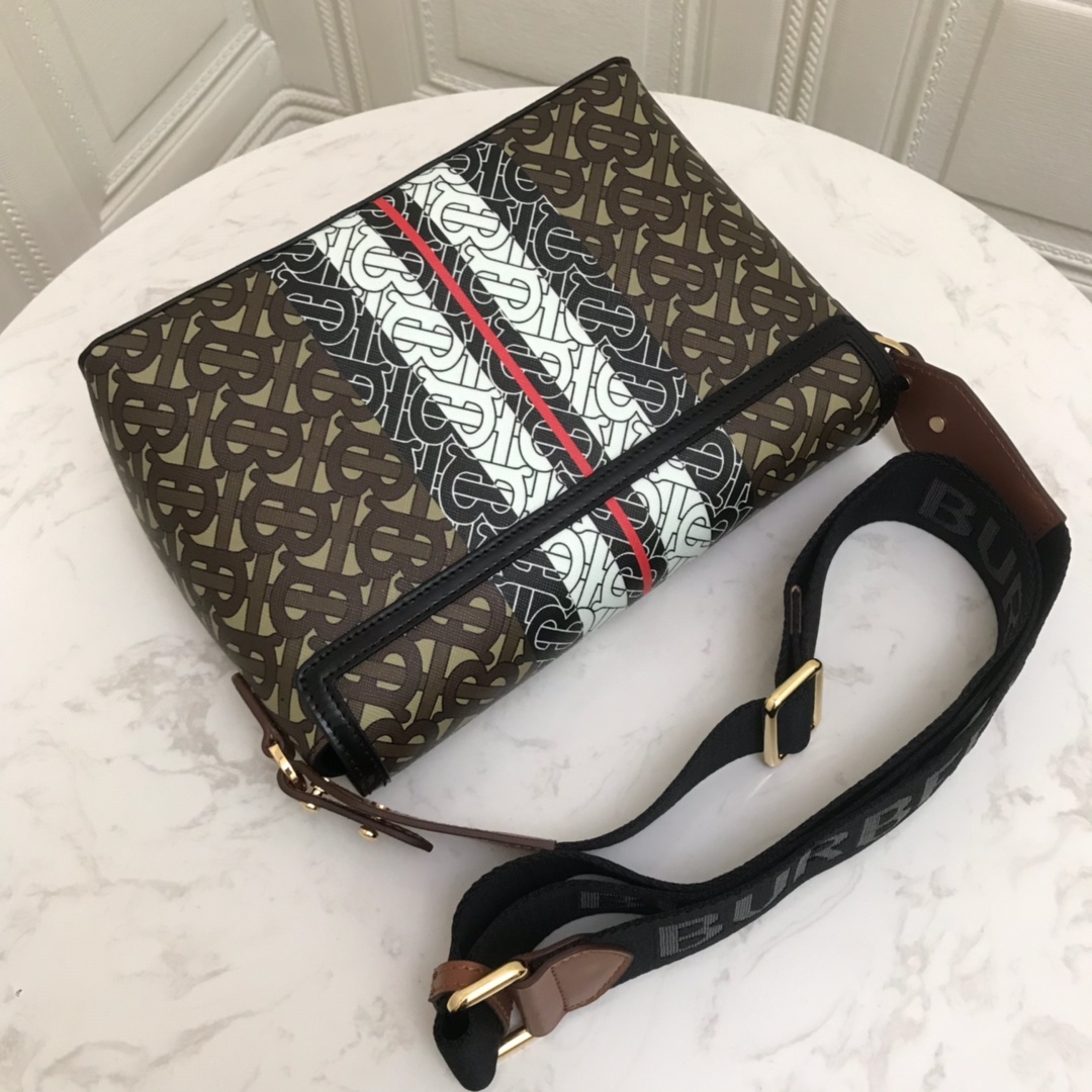 Monogram Stripe E-canvas Note Crossbody Bag, Burberry Handbag