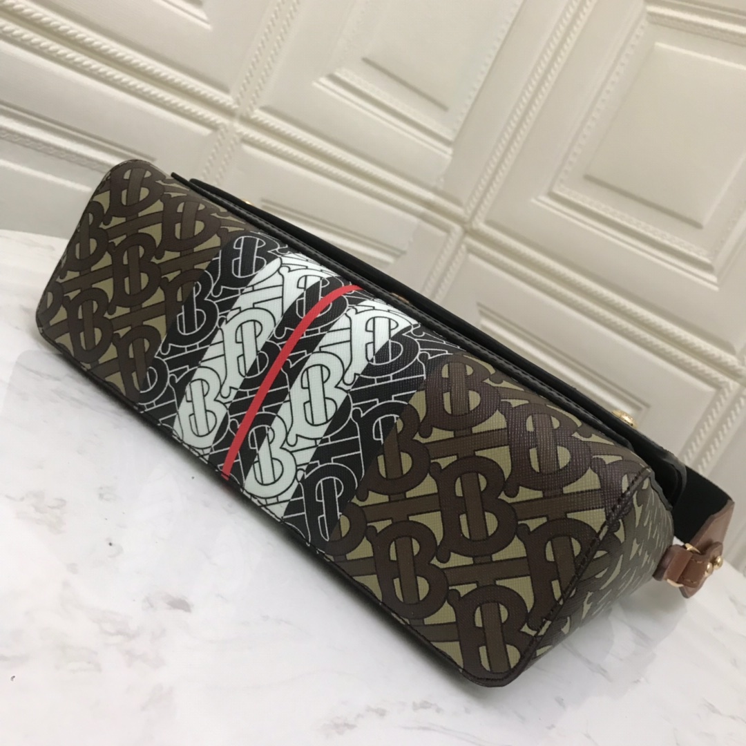 Monogram Stripe E-canvas Note Crossbody Bag, Burberry Handbag