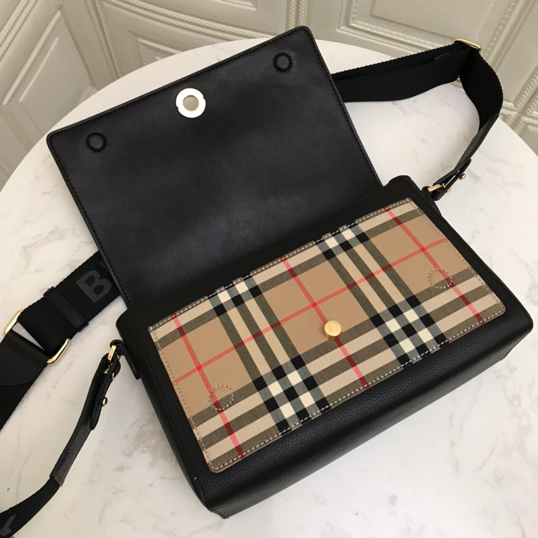 Leather and Vintage Check Note Crossbody Bag, Burberry Handbag