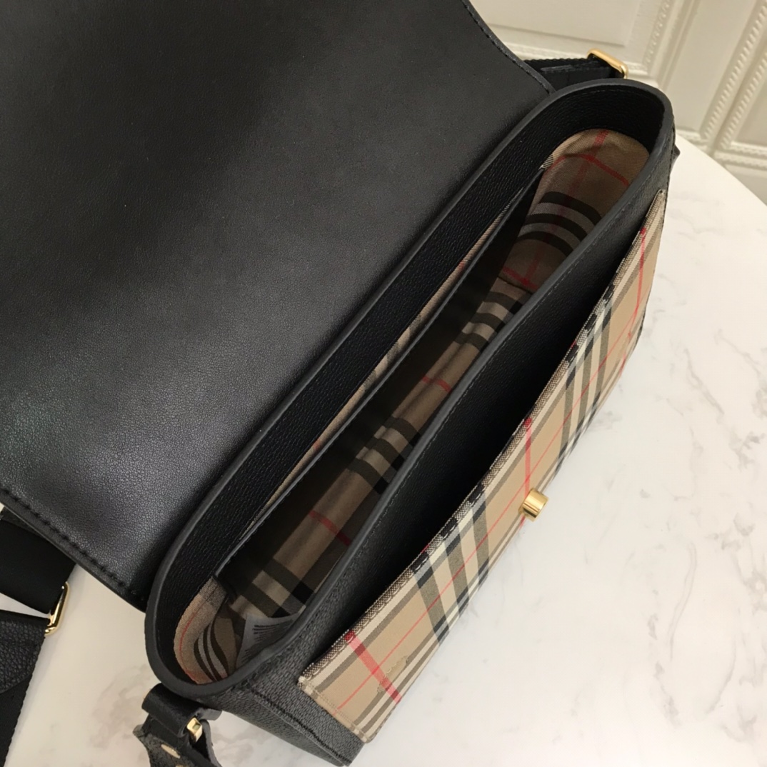 Leather and Vintage Check Note Crossbody Bag, Burberry Handbag