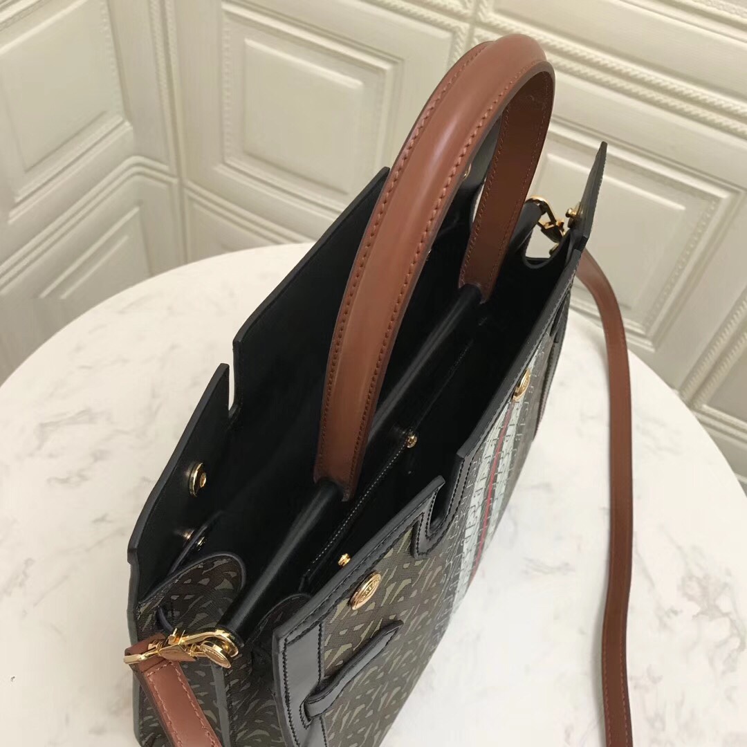 Medium Monogram Stripe E-canvas Title Bag, Burberry Handbag