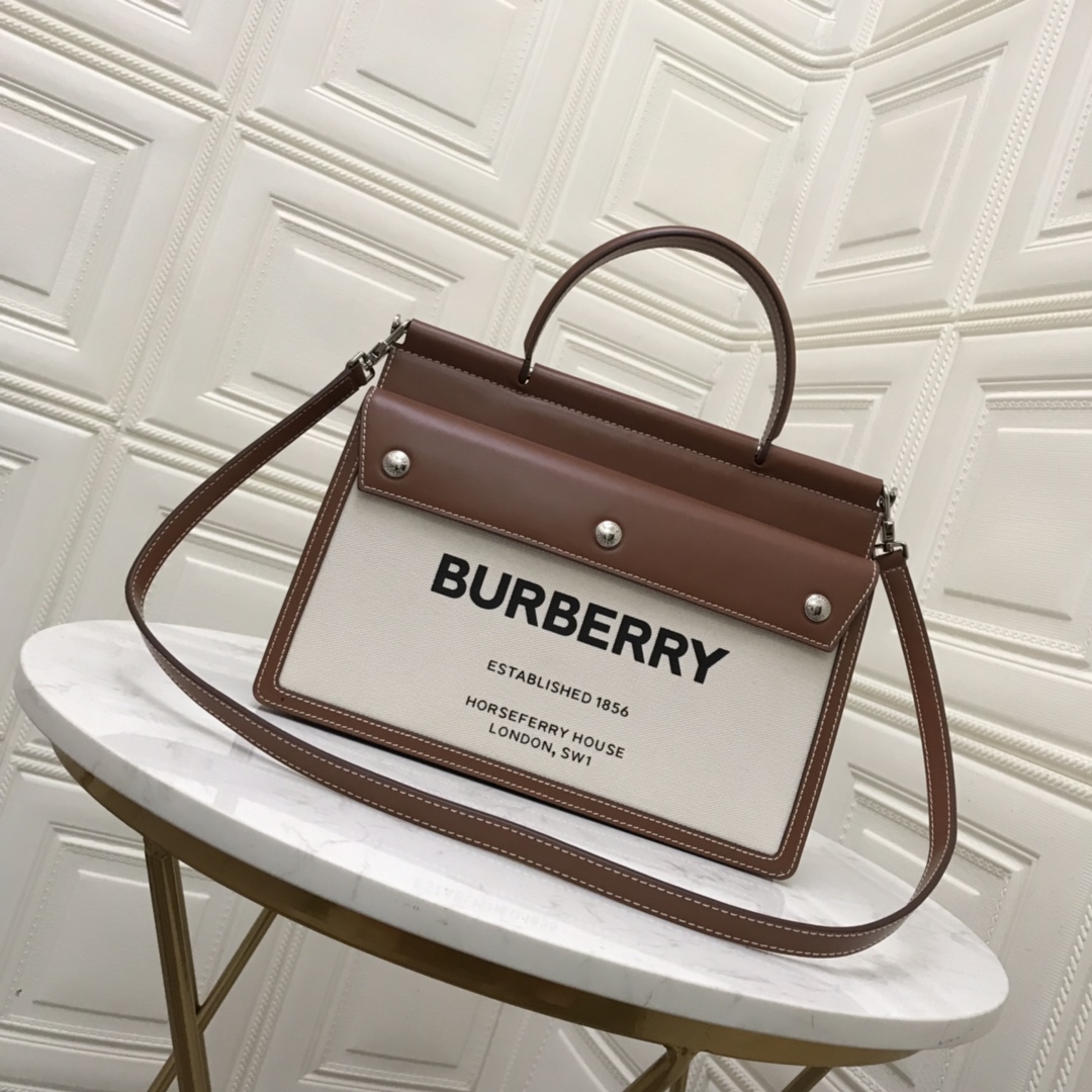 Small Horseferry Print Title Bag with Pocket Detail, Burberry Handbag