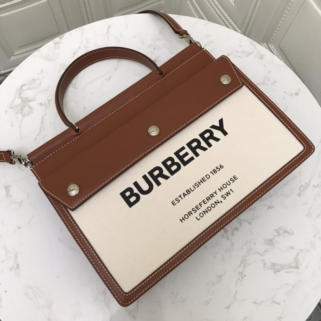 Small Horseferry Print Title Bag with Pocket Detail, Burberry Handbag