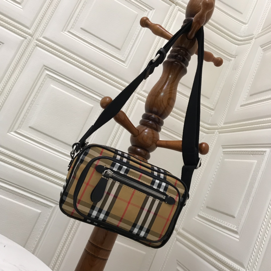 Vintage Check And Leather Crossbody Bag, Burberry Handbag