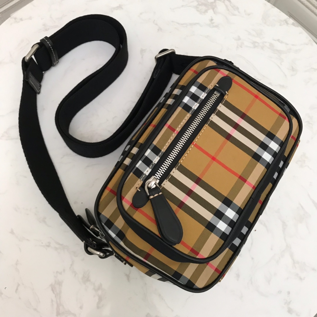 Vintage Check And Leather Crossbody Bag, Burberry Handbag