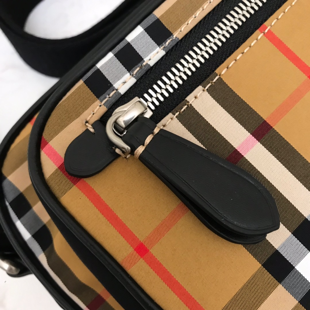 Vintage Check And Leather Crossbody Bag, Burberry Handbag