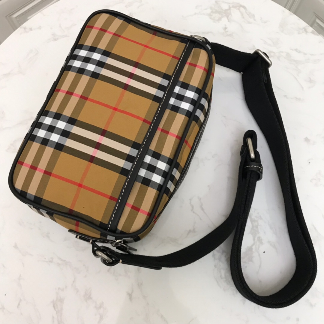 Vintage Check And Leather Crossbody Bag, Burberry Handbag