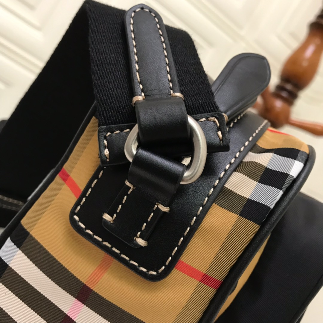 Vintage Check And Leather Crossbody Bag, Burberry Handbag