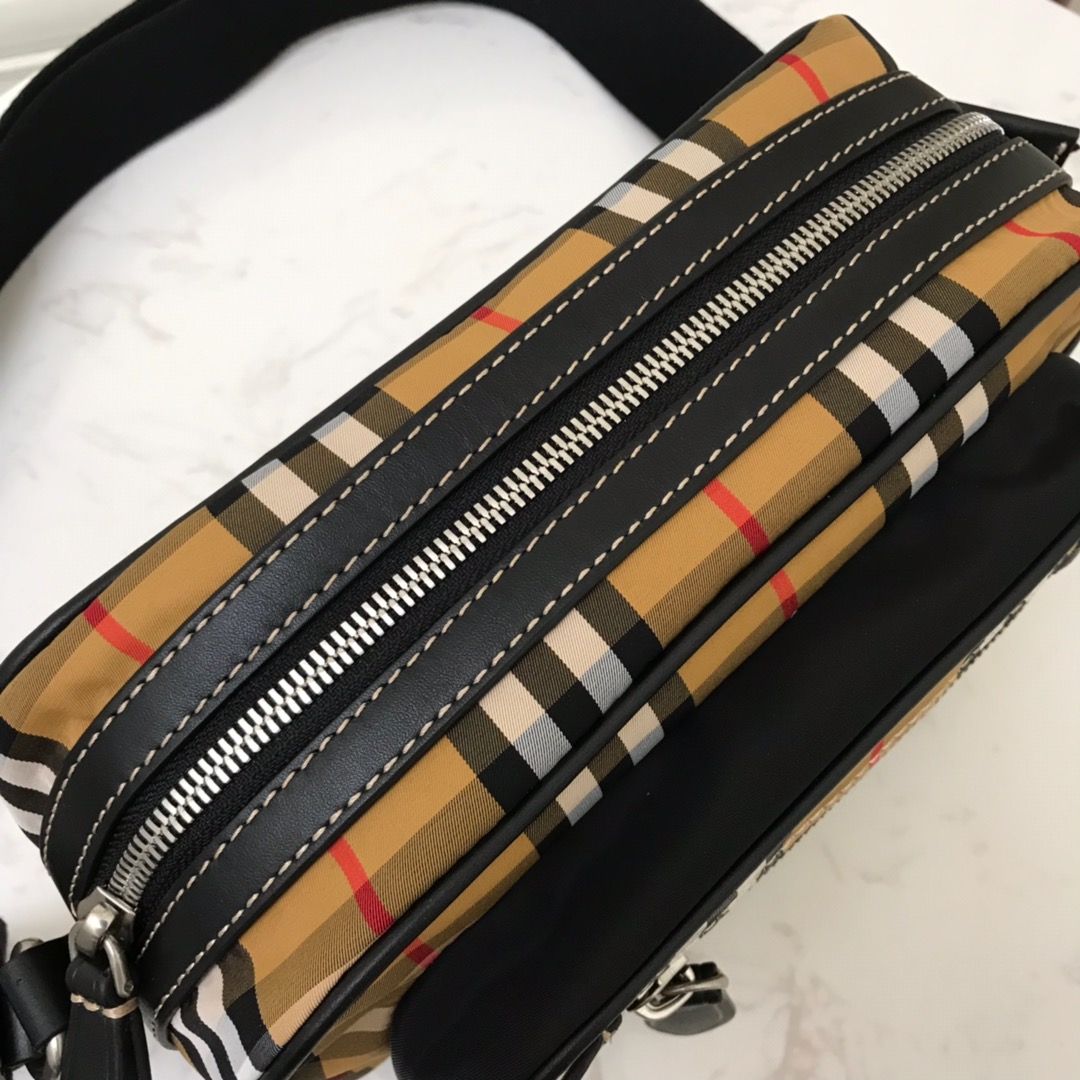 Vintage Check And Leather Crossbody Bag, Burberry Handbag