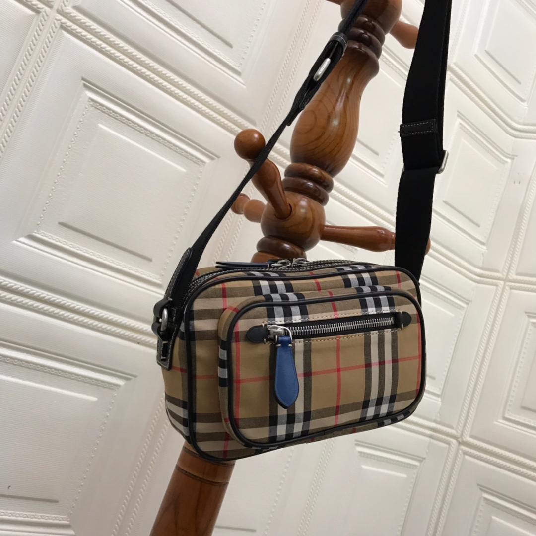 Vintage Check And Leather Crossbody Bag, Burberry Handbag