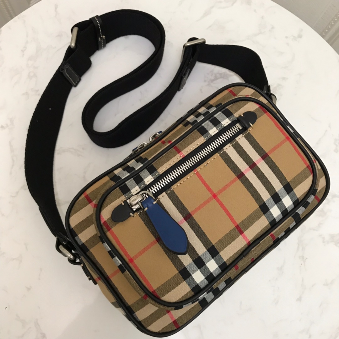Vintage Check And Leather Crossbody Bag, Burberry Handbag