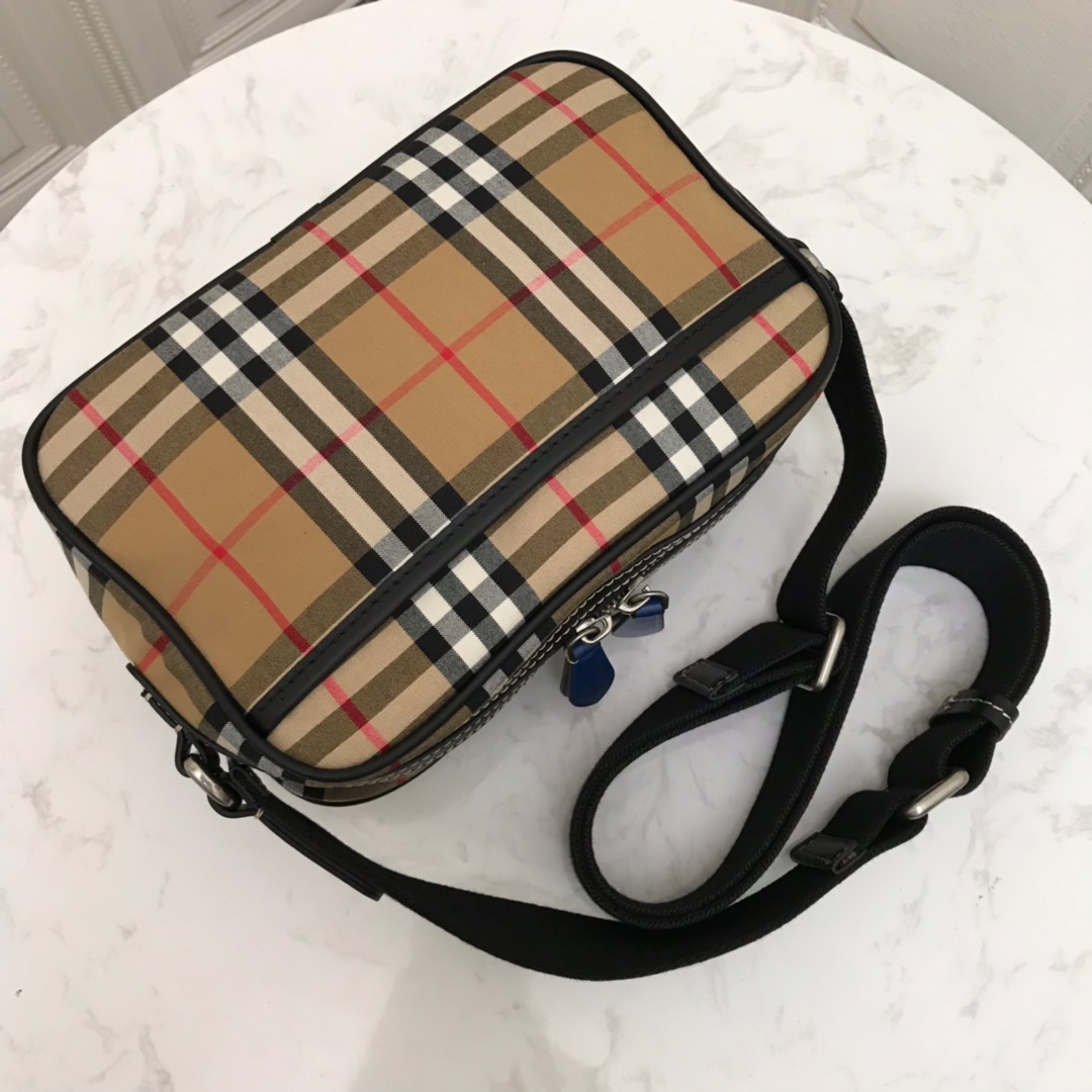 Vintage Check And Leather Crossbody Bag, Burberry Handbag