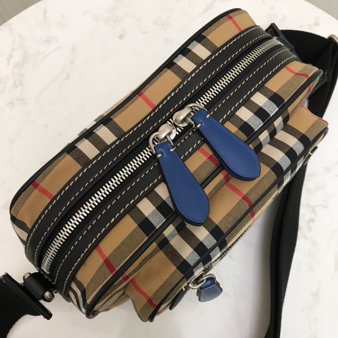 Vintage Check And Leather Crossbody Bag, Burberry Handbag