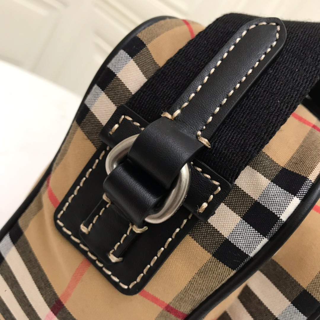 Vintage Check And Leather Crossbody Bag, Burberry Handbag