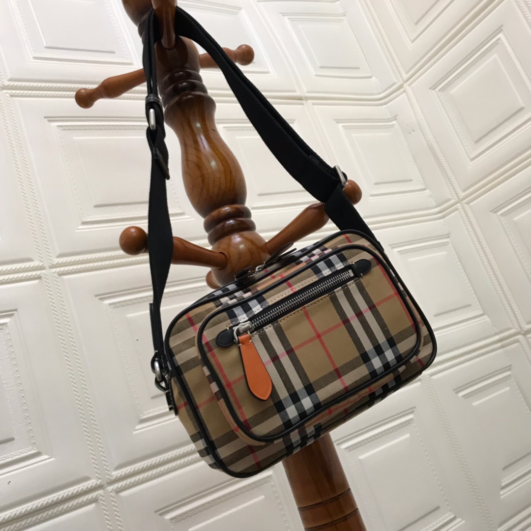 Vintage Check And Leather Crossbody Bag, Burberry Handbag