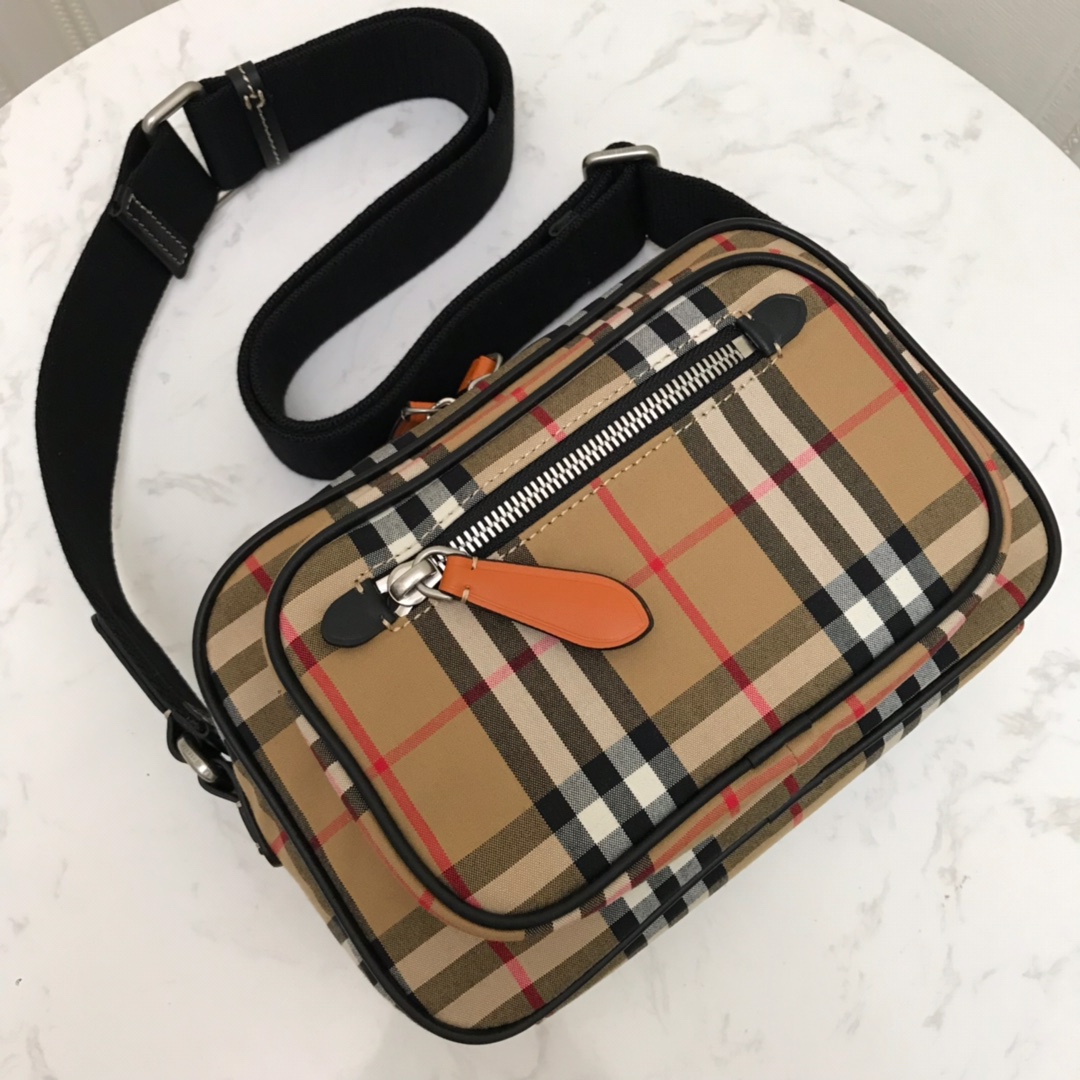 Vintage Check And Leather Crossbody Bag, Burberry Handbag