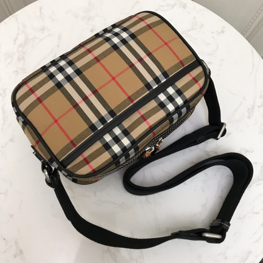 Vintage Check And Leather Crossbody Bag, Burberry Handbag