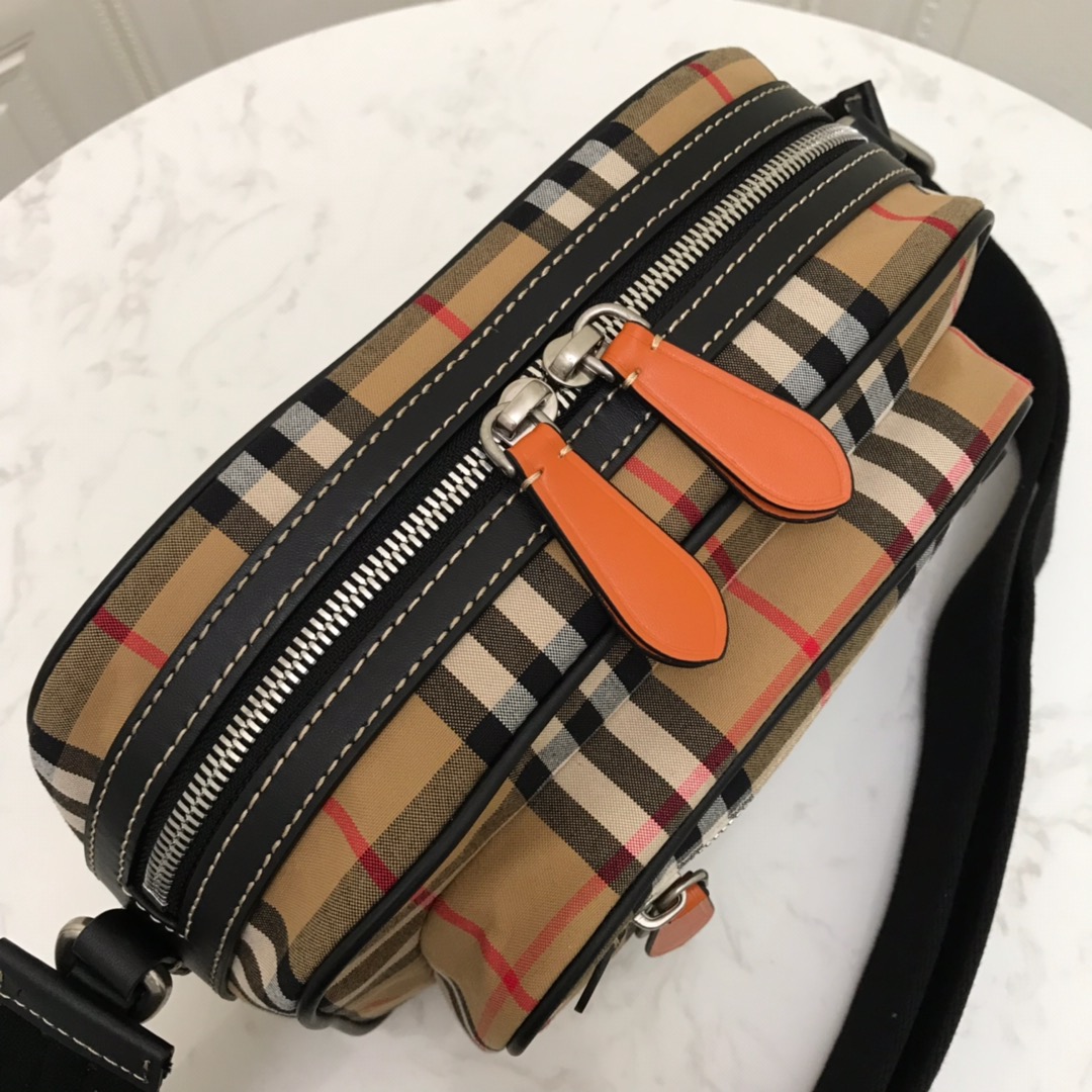 Vintage Check And Leather Crossbody Bag, Burberry Handbag