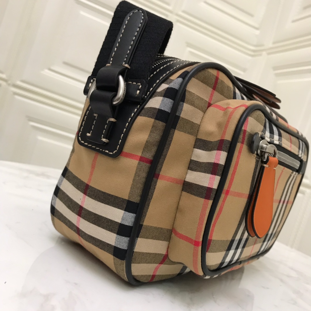 Vintage Check And Leather Crossbody Bag, Burberry Handbag