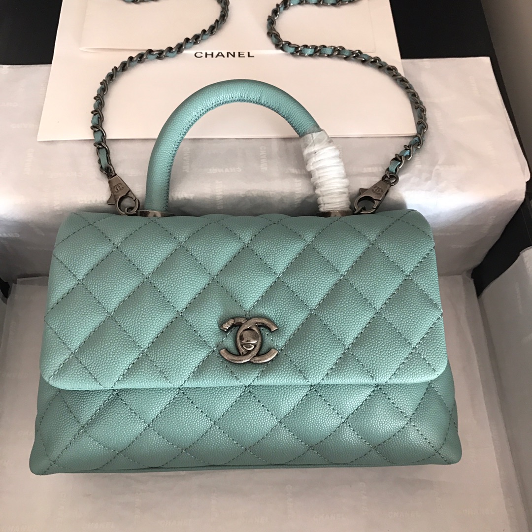 A92990, Small Flap Bag with Top Handle, CHANEL Handbags, Caviar, Grained Calfskin, Gold-Tone Metal