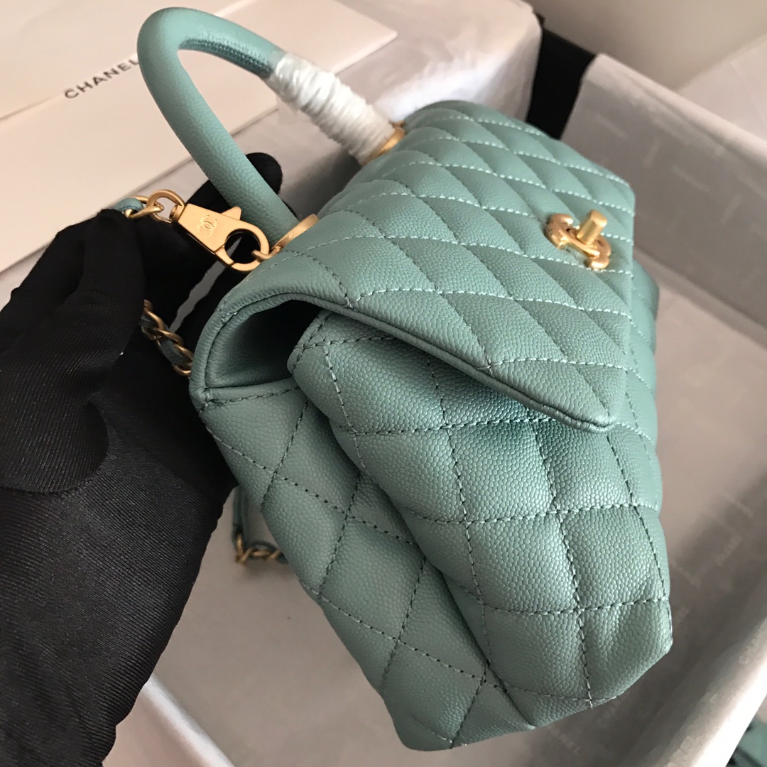 A92990, Small Flap Bag with Top Handle, CHANEL Handbags, Caviar, Grained Calfskin, Gold-Tone Metal