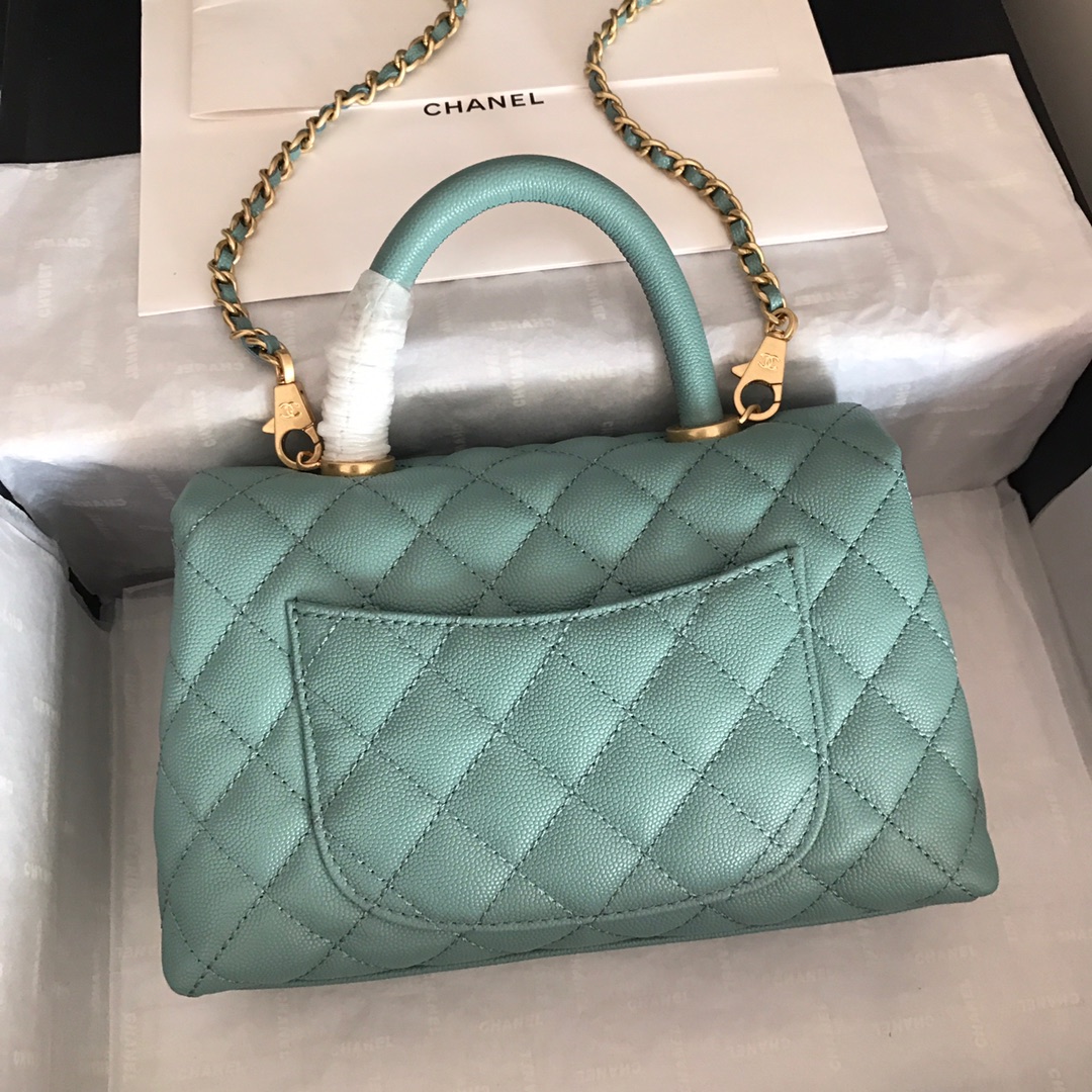 A92990, Small Flap Bag with Top Handle, CHANEL Handbags, Caviar, Grained Calfskin, Gold-Tone Metal