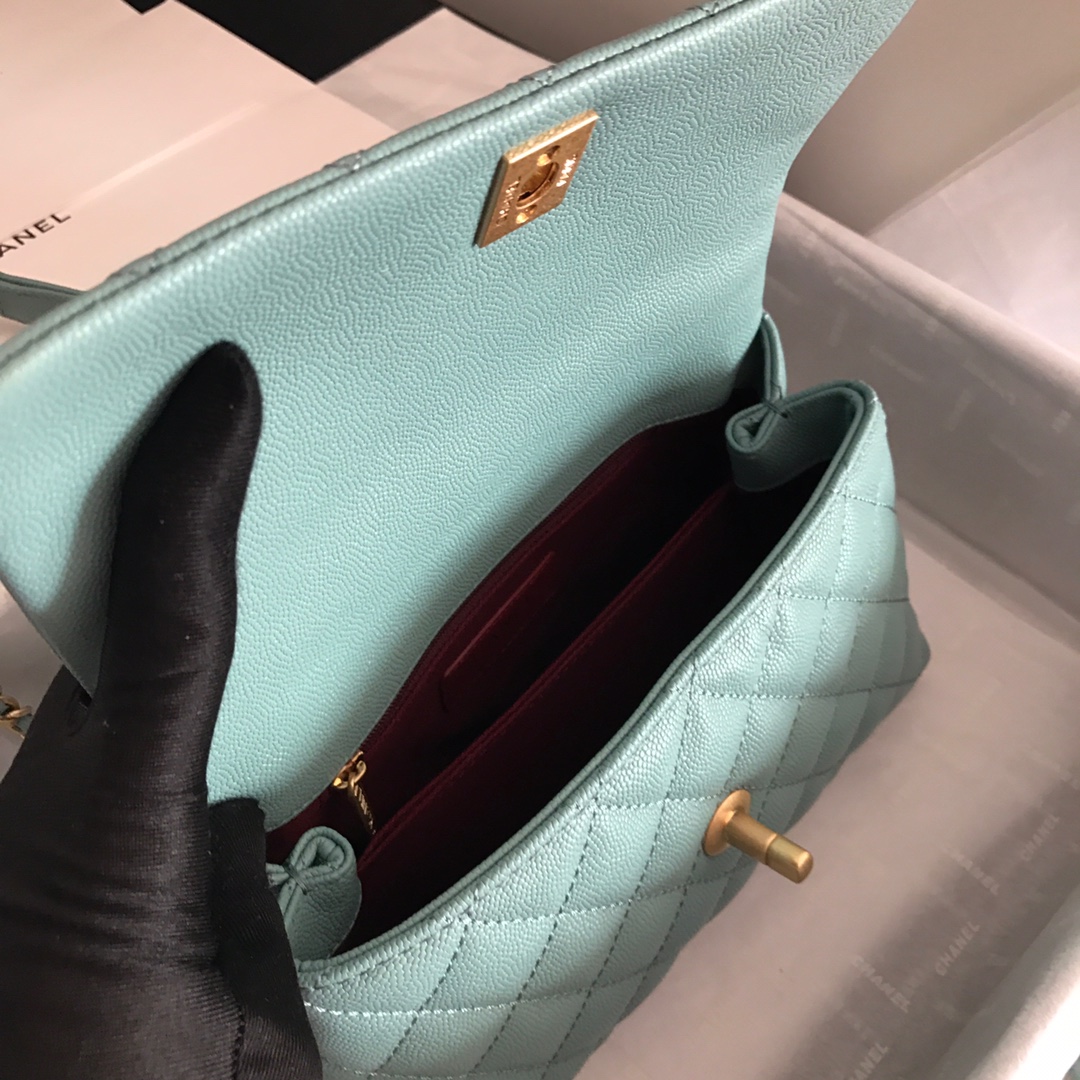 A92990, Small Flap Bag with Top Handle, CHANEL Handbags, Caviar, Grained Calfskin, Gold-Tone Metal