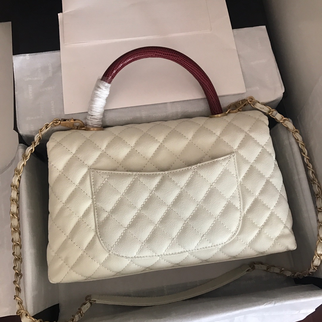 A92991, Flap Bag with Top Handle, CHANEL Handbags, Caviar, Grained Calfskin, Gold-Tone Metal