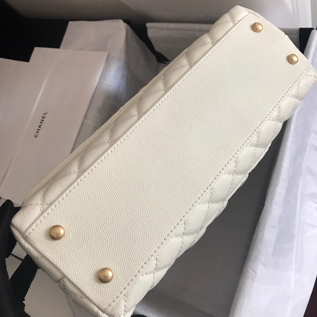 A92991, Flap Bag with Top Handle, CHANEL Handbags, Caviar, Grained Calfskin, Gold-Tone Metal