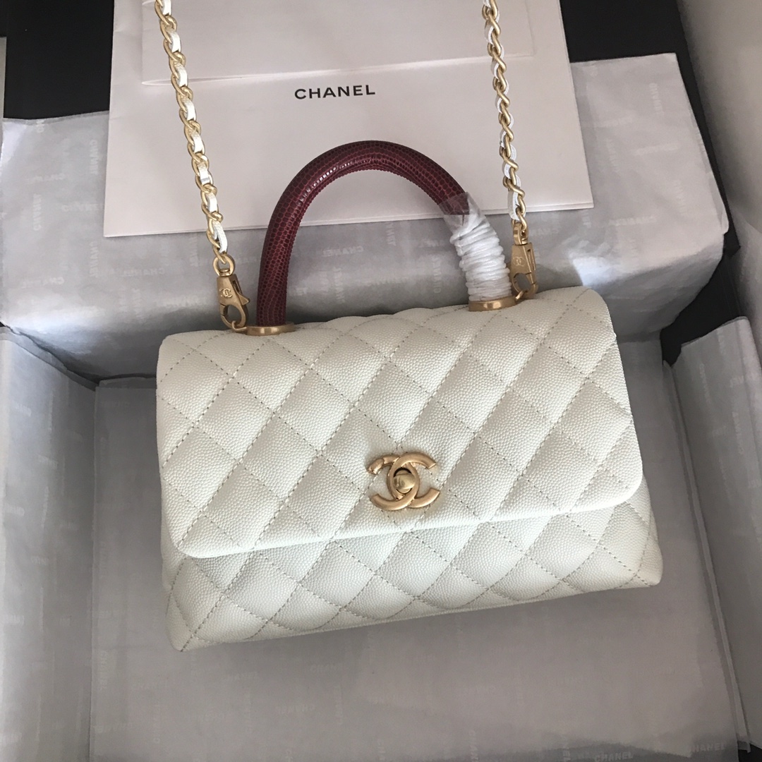 A92990, Small Flap Bag with Top Handle, CHANEL Handbags, Caviar, Grained Calfskin, Gold-Tone Metal
