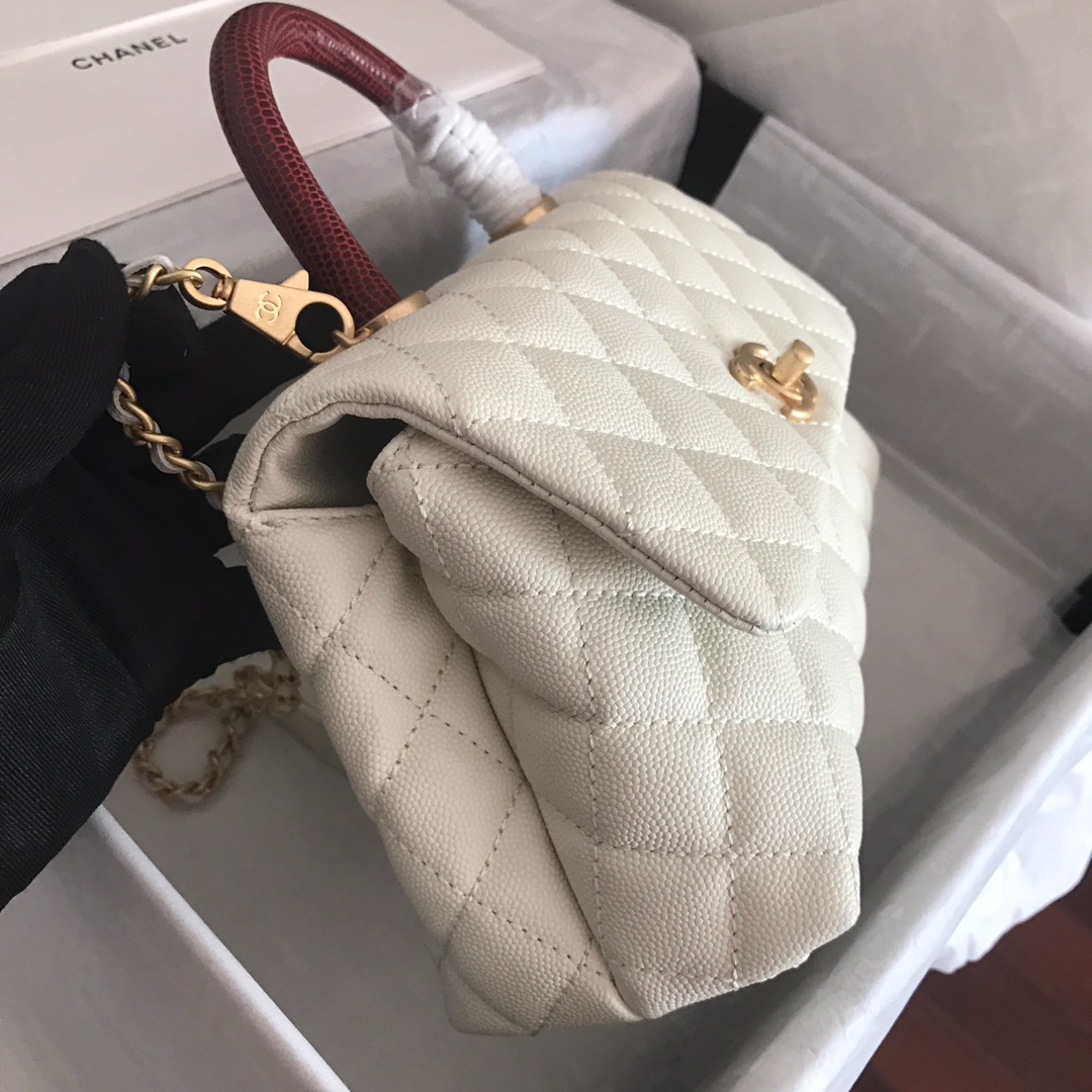 A92990, Small Flap Bag with Top Handle, CHANEL Handbags, Caviar, Grained Calfskin, Gold-Tone Metal