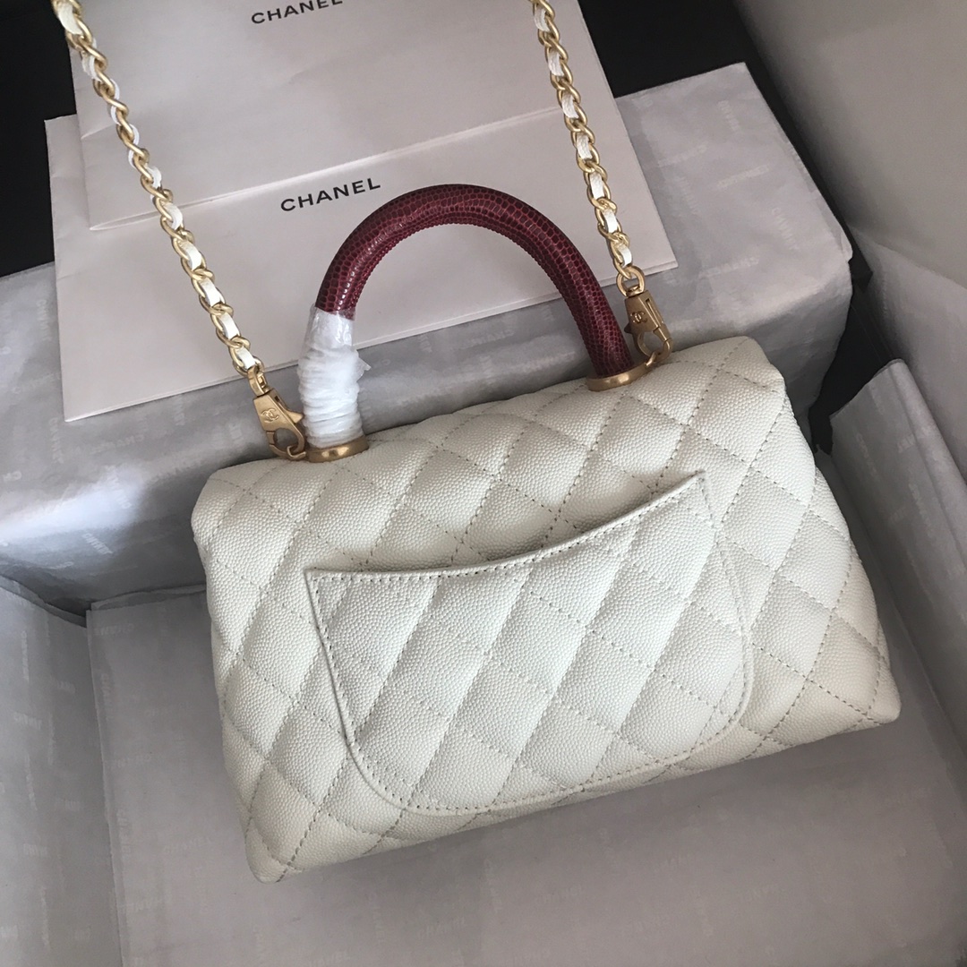 A92990, Small Flap Bag with Top Handle, CHANEL Handbags, Caviar, Grained Calfskin, Gold-Tone Metal