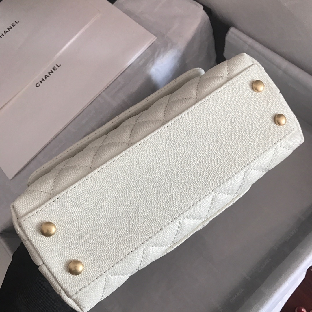 A92990, Small Flap Bag with Top Handle, CHANEL Handbags, Caviar, Grained Calfskin, Gold-Tone Metal